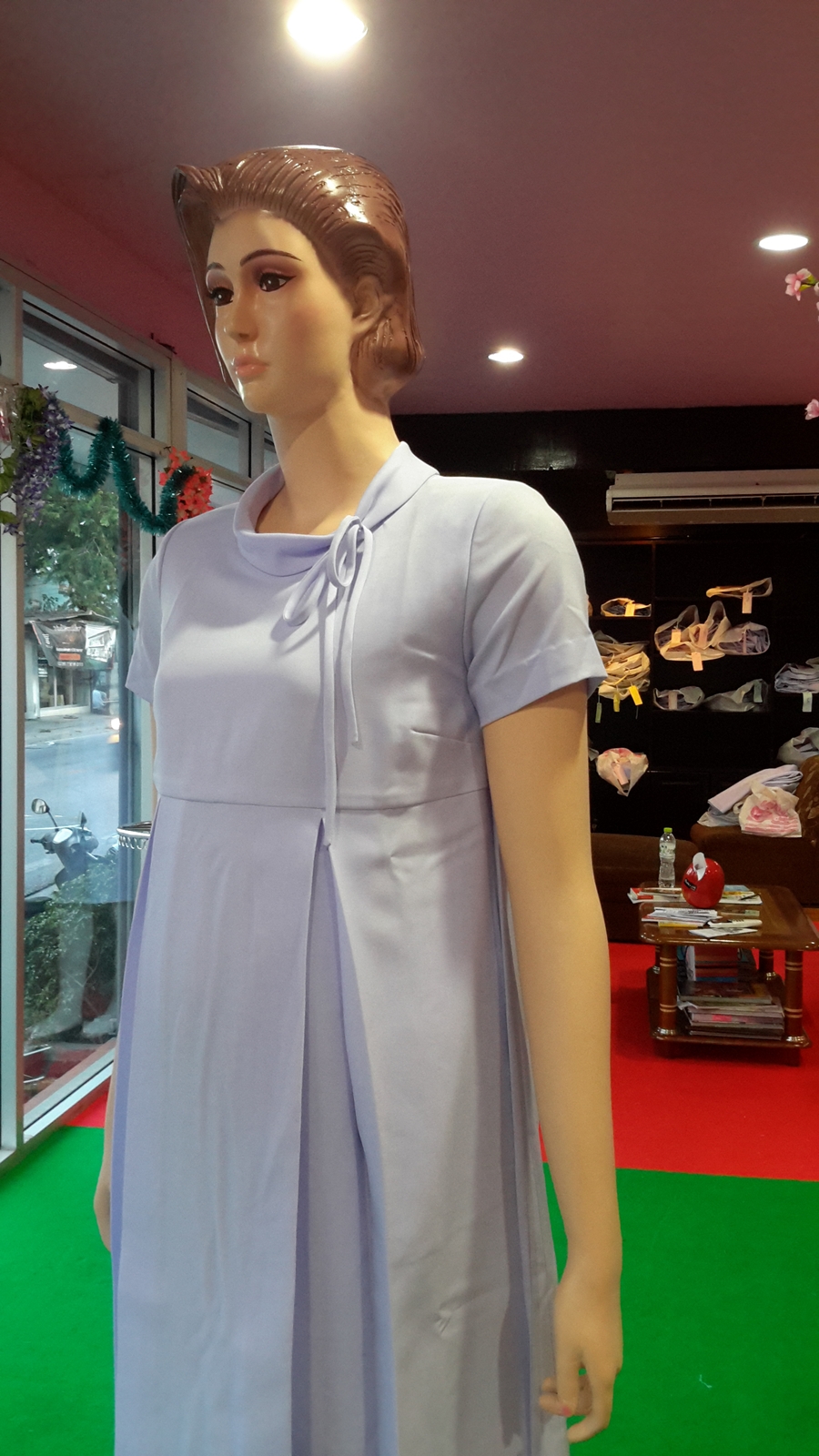 1F012 ชุดคลุมท้องคอตลบผูกโบว์ซ้าย